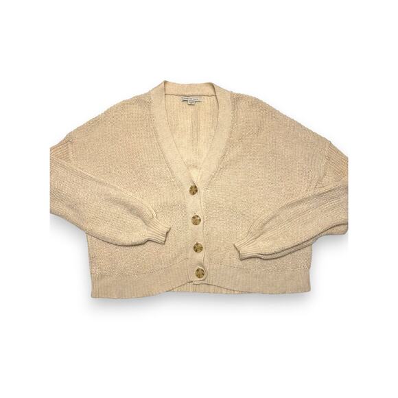 American Eagle Light Beige Cozy Chunky Knit Button Cardigan Size XS - Picture 2 of 8